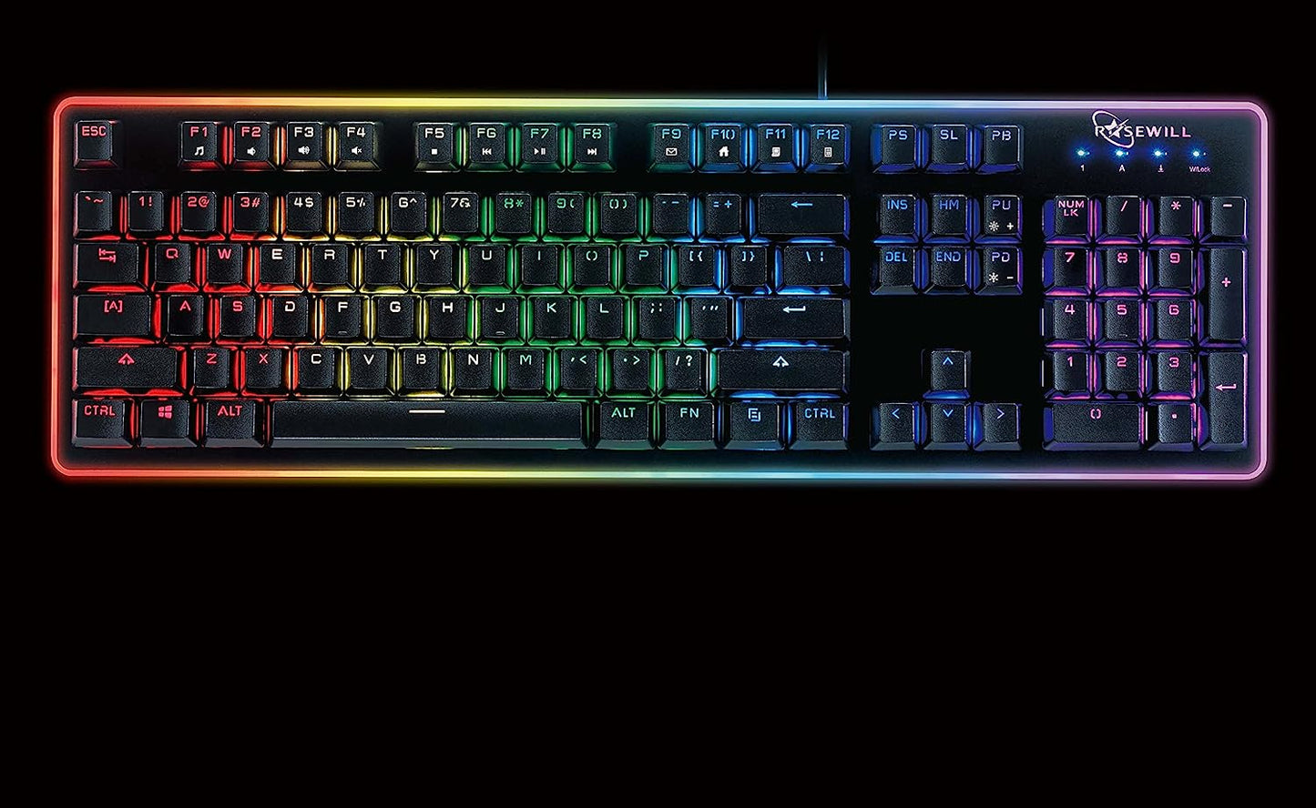 ROSEWILL Gaming Keyboard Model K51, Chroma RGB LED Backlit Wired Membrane Mechanical