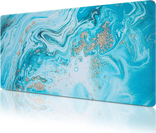 XL Gaming Mouse pad Light Blue/Gold Marble
